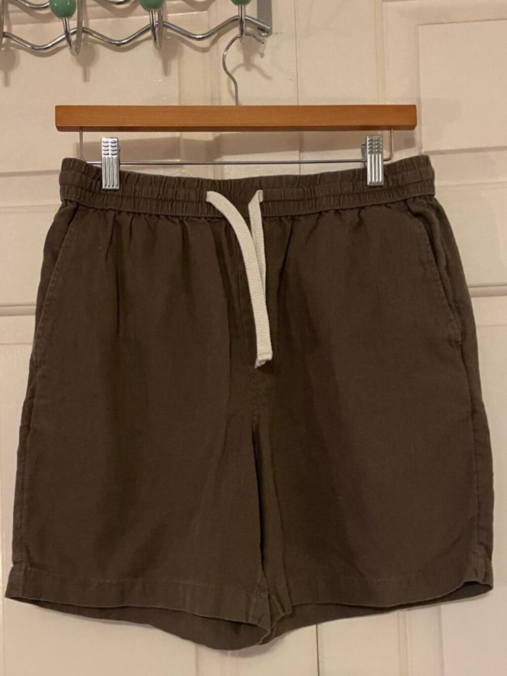 Goodfellow & Co Men's Small Dark Brown Linen Blend Drawstring Shorts | Casual